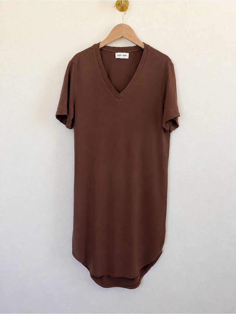 Bella Dahl Chocolate Brown V-Neck High-Low Dress